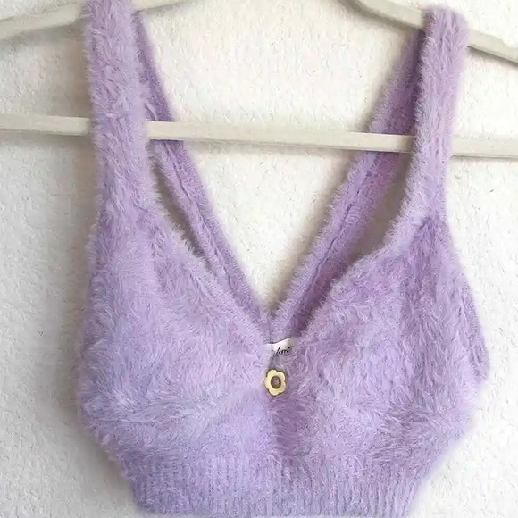 FOR LOVE & LEMONS Lilac Fuzzy Cropped Tank Top - Picture 15 of 15